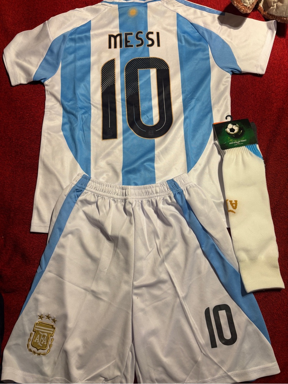Argentina ( Messi #10 ) Youth Kids Soccer Jersey,shorts & socks Size XL( 28 )NWT